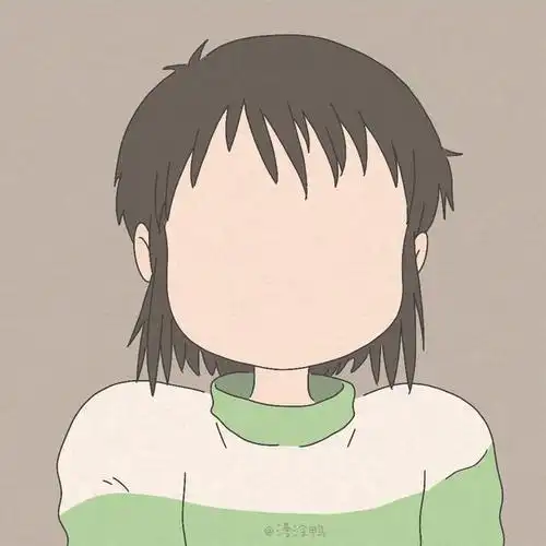 一组手绘宫崎骏动画人物无脸头像