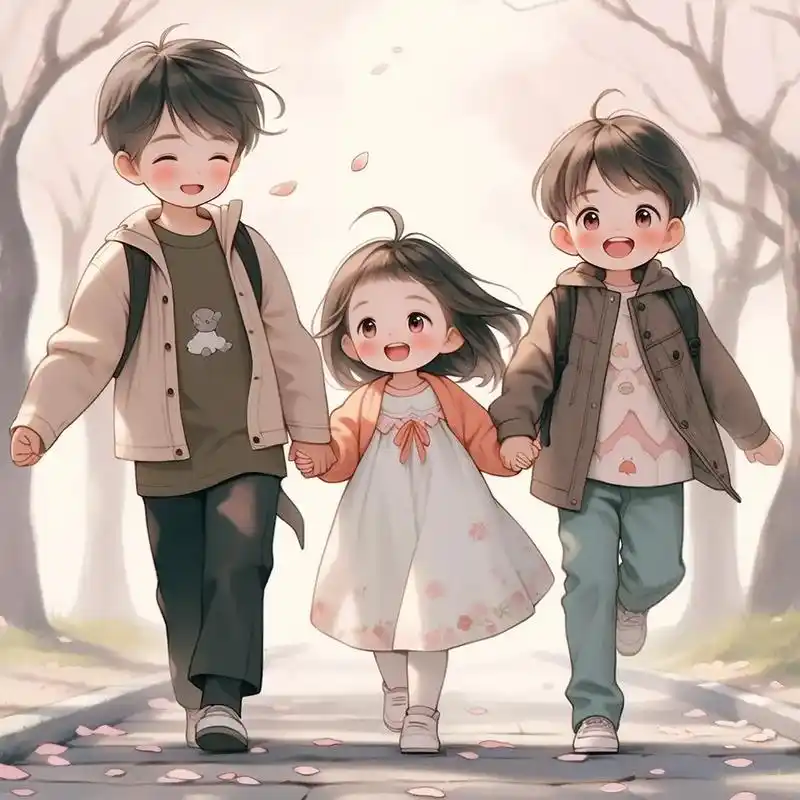 两个哥哥和一个妹妹漫画头像.#亲子头像 #兄妹头像 #宝妈宝 - 抖音