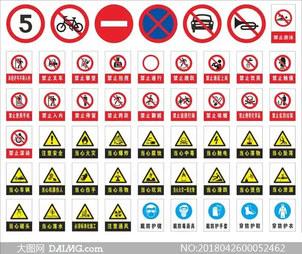 公共警示标志大全矢量素材