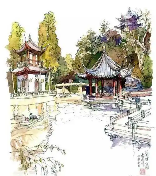 豫园九曲桥儿童简笔画