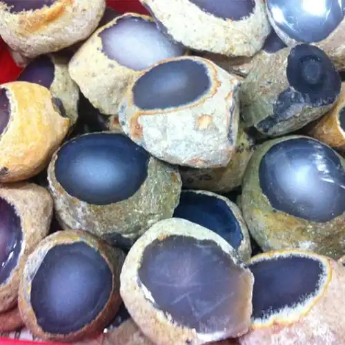 天然原石水胆玛瑙奇石摆件手把件把玩件观赏石切面内胆含水批发