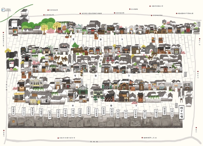 宽窄巷子手绘地图