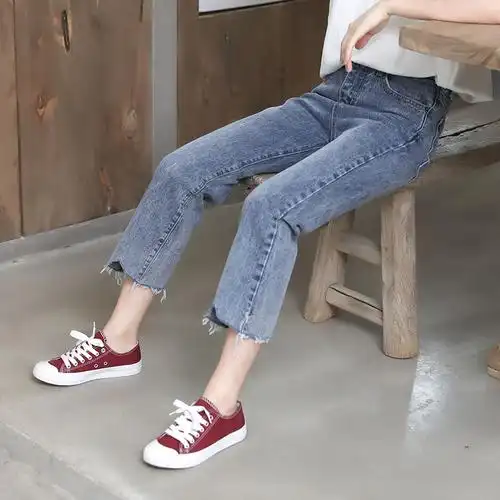 2020新款春季韩版百搭裤子潮学生高腰显瘦宽松牛仔裤女九分直筒裤