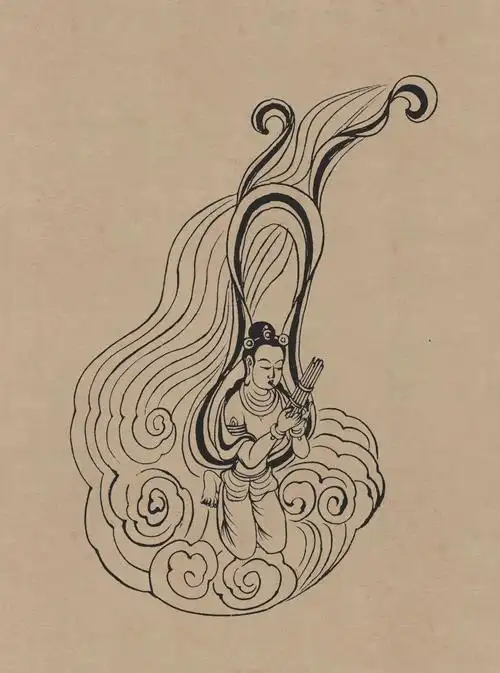 敦煌壁画 飞天 高清白描 !喜欢的收藏关.