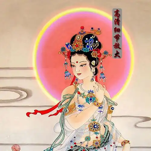 九天玄女玄母天尊娘娘画像挂画 道教无极元君供奉丝绸卷轴画包邮