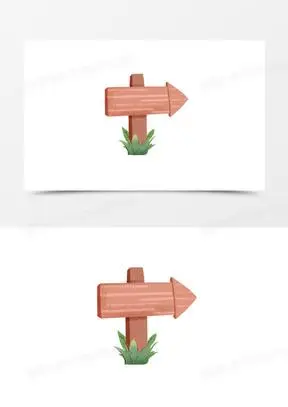 手绘木质手绘路标指示牌素材