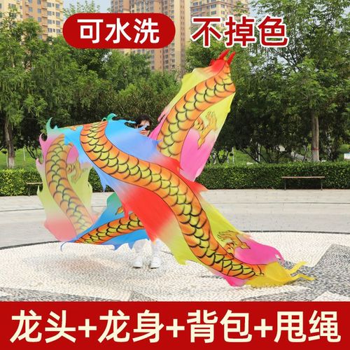 广场健身龙彩绸中老年人七彩布初学者龙头彩龙头舞龙全套舞龙彩带