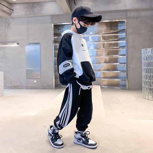 布恋猫大男童套装12岁一15岁男孩秋季衣服运动服儿童时尚帅气卫衣学生