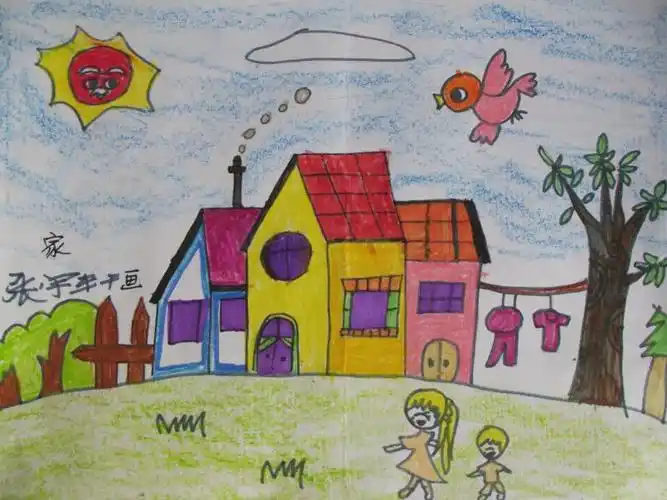 圆梦画室初级班20152016学年度第910周房屋建筑儿童画作品