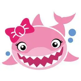 可爱的头上带蝴蝶结的粉色小鲨鱼