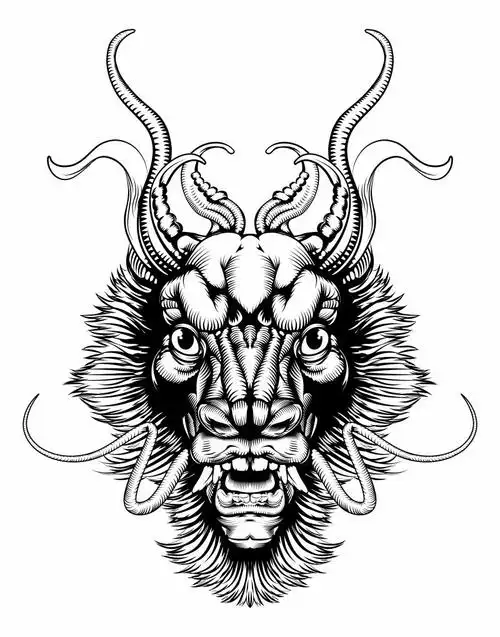 矢量的手绘龙头