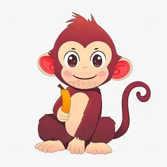 卡通可爱猴子手拿香蕉免抠元素