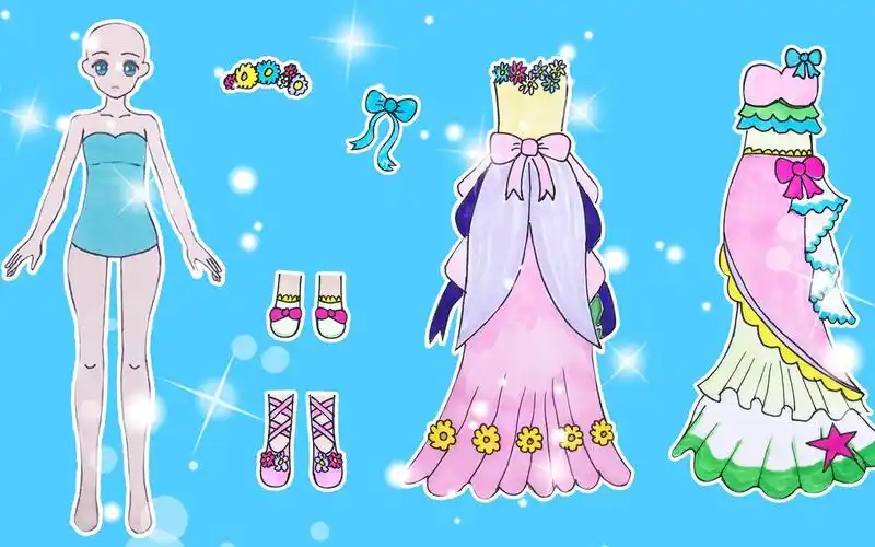 手工纸娃娃玩具纸娃娃装扮纸娃娃的新裙子你喜欢哪套