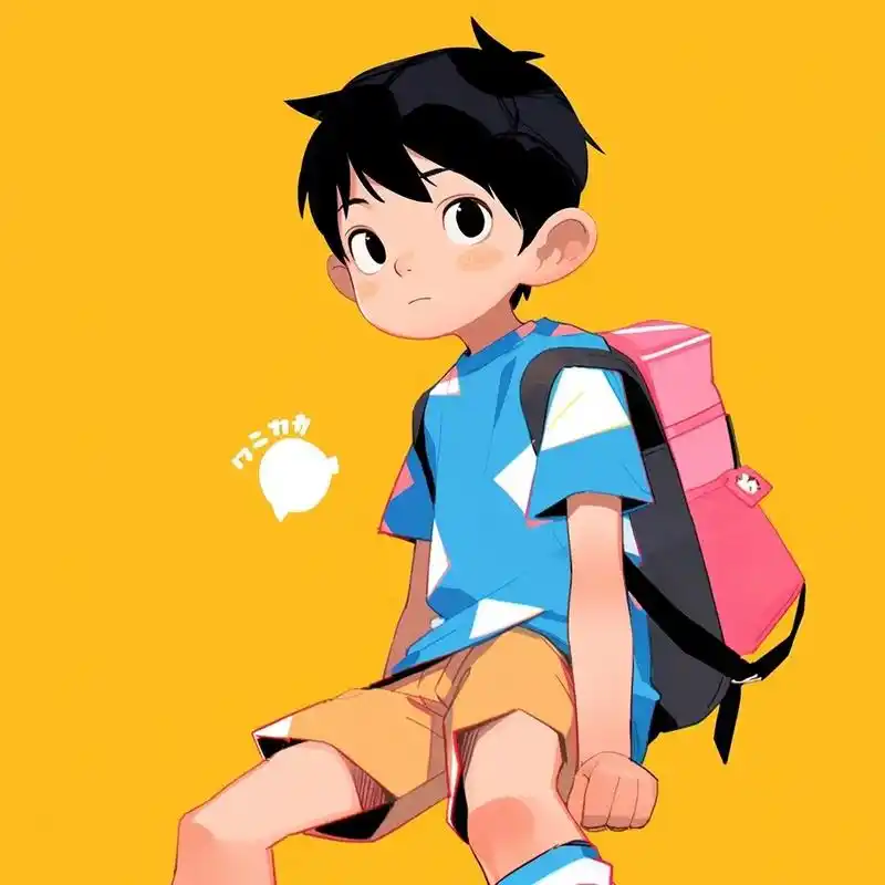 极简风格背着书包的小男孩.#极简风格#二次元头像#动漫头像  - 抖音