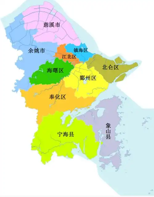 浙江省宁波市的行政区划地图