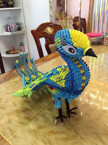 三角插/手工折纸/手工diy/手工材料包/成品/长尾翼孔雀