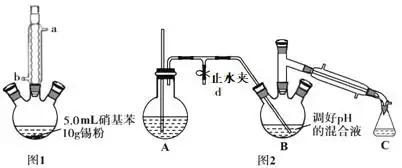 往图1所示装置(夹持装置略,下同)的冷凝管口分批加入20ml浓盐酸(过量)