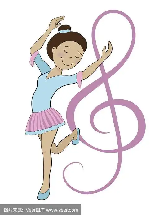 女孩跳舞芭蕾舞卡通矢量插图
