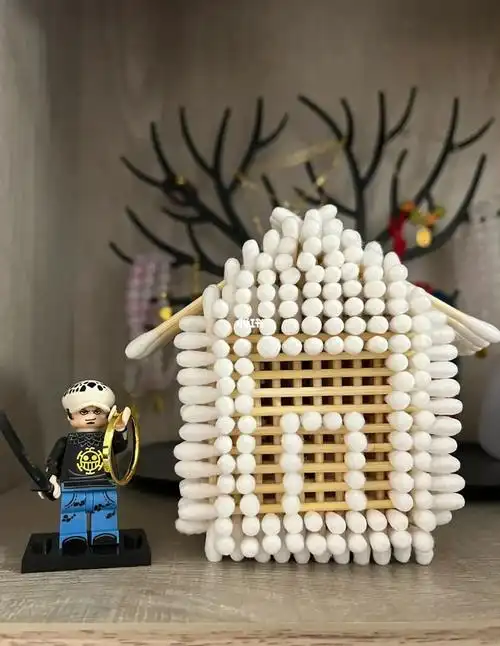 搭到一半发现不对,戳戳补补终于能看了#棉签 #手工