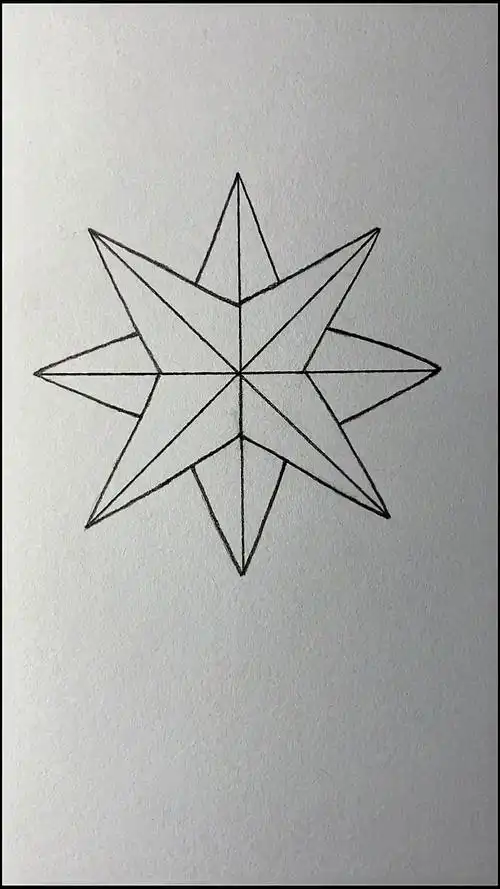 简笔画#立体八角星的超简单画法-度小视