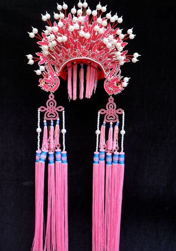 凤冠霞帔 新娘公主皇冠凤冠帽子 古装婚礼戏剧京剧帽子 粉色凤冠 均码