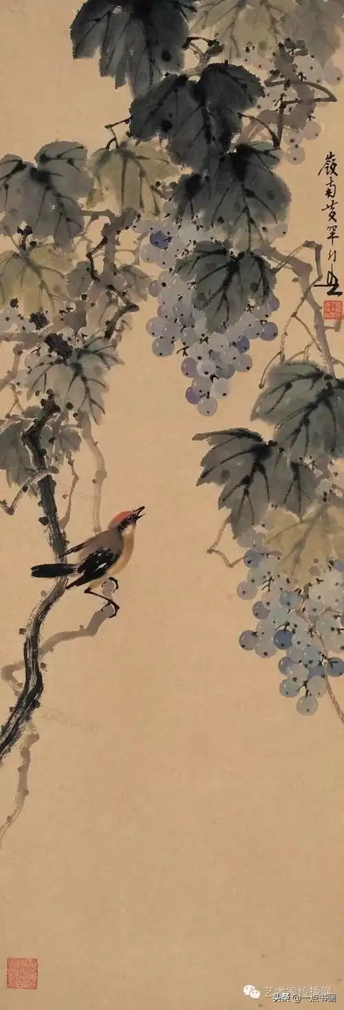 岭南画派名家黄幻吾葡萄作品欣赏