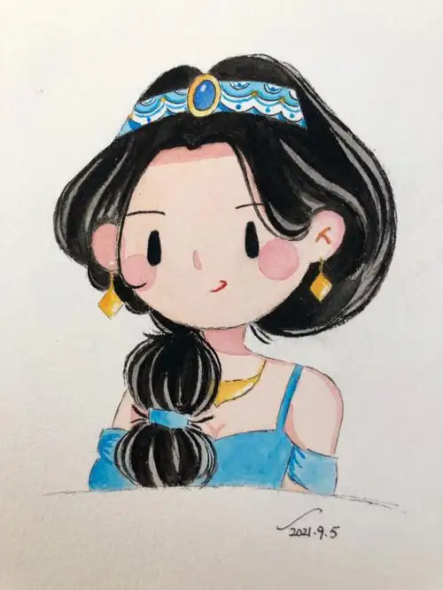 开始画画迪斯尼公主水彩临摹