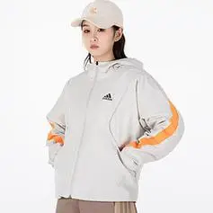 adidas阿迪达斯外套女装2022春秋新款梭织防风衣连帽运动服hf2467