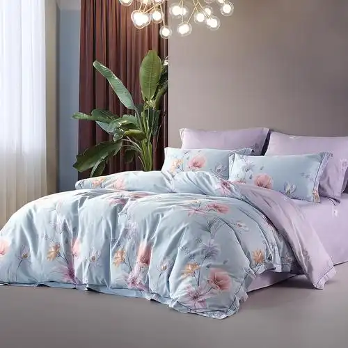 正品水星家纺60支长绒四件件套简约全棉床上用品被套床品套件