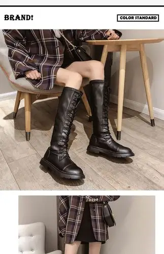 长靴女过膝2019新款秋款网红英伦风瘦瘦靴小个子高筒马丁靴加绒冬