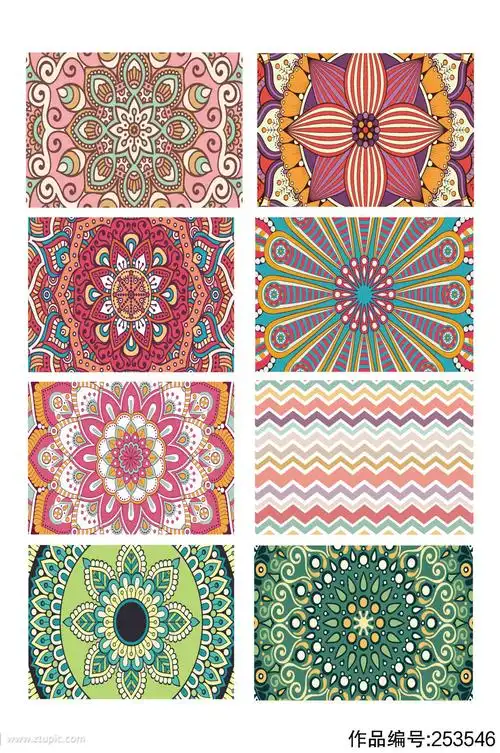 彩色精美民族花纹装饰元素-设计元素素材下载-众图网