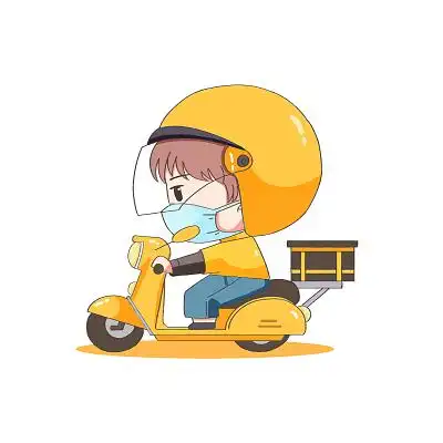 骑车的外卖小哥外卖员卡通人物外卖快递psd素材