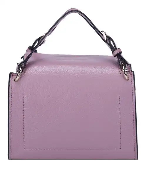 女款香芋粉色牛皮革时尚ol职业手提包