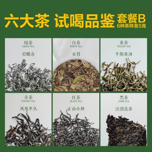 b六大茶各5g茶艺教材绿茶白茶黄茶红茶黑茶青茶岩茶通用试喝新品