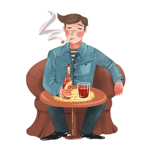 抽烟喝酒的男士图片