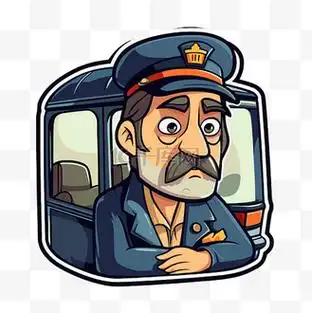 卡通城市公交车司机图标剪贴画 向量