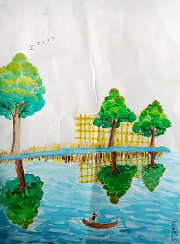 少儿书画作品-《倒影》/儿童书画作品《倒影》欣赏_中国少儿美术网