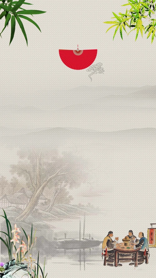 中国风美食餐饮宣传psd分层h5背景素材