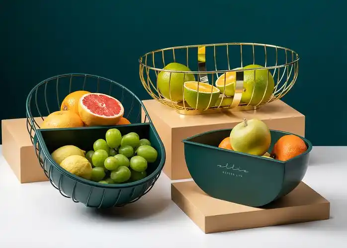 电商产品拍摄北欧风金属果篮