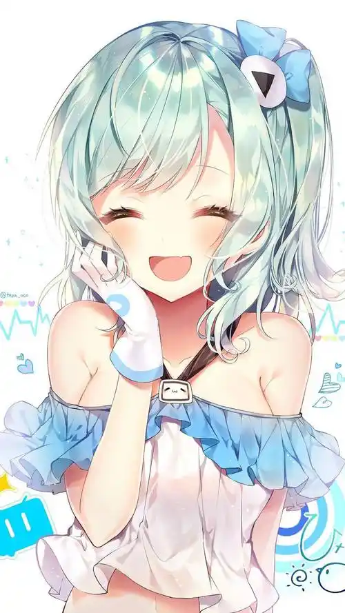 超级治愈的软萌二次元少女卡通插画,清纯而阳光的女孩儿