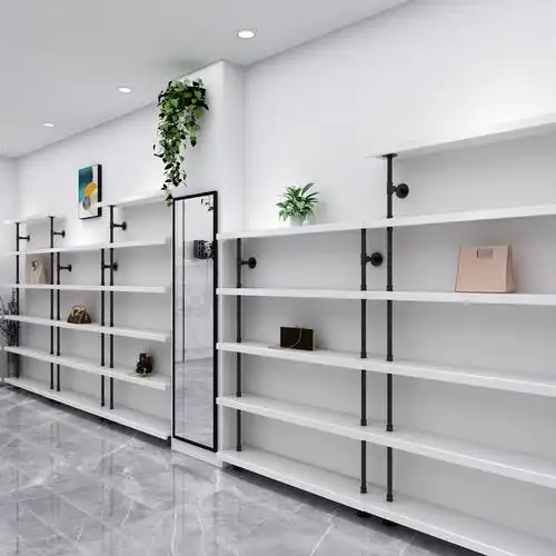 男女鞋展架店铺装修包包陈列货架鞋店鞋架展示架上墙白色多层货柜