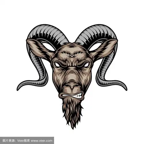 彩色的愤怒角山羊头