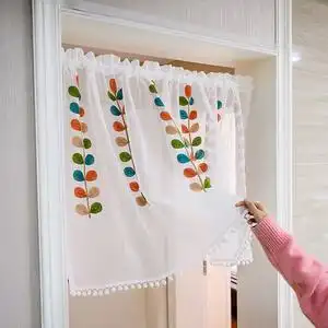 2021年新款门帘ins风免打孔遮挡隔断帘纱帘半帘短帘半截卧室家用