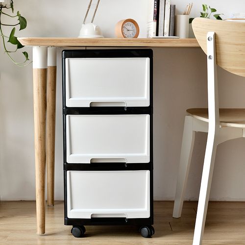 百露收纳箱塑料衣服置物柜透明整理箱办公室储物抽屉式多层收纳柜五层