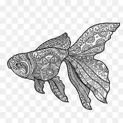 抽象禅绕画线条勾勒鱼