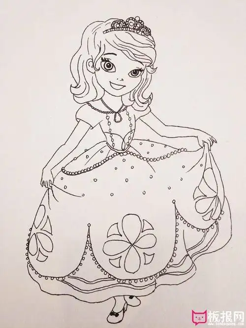 小公主苏菲亚公主裙简笔画