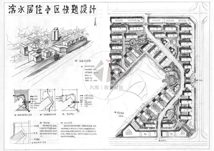 居住区规划设计--大禹手绘规划快题优秀作品欣赏