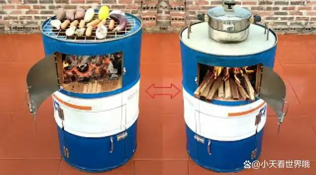 真的太不可思议了,农村小伙子竟然用废弃的油桶,制作了一个独特的柴火
