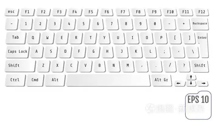 矢量图的白色现代笔记本电脑键盘