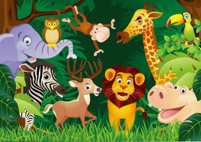 eps格式,卡通,野生动物,小鹿,狮子,河马,斑马,大象,猫头鹰,鸟